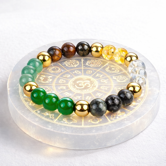 Dhan Yog Many Magnet Bracelet+ seven chakra selenite plate